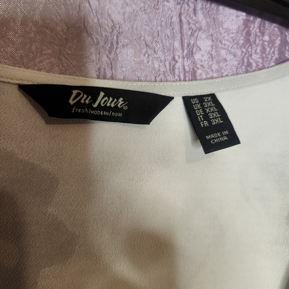 Du Jour Gray Tie Dye Ruffle Square Neck Blouse 2X - Picture 4 of 4